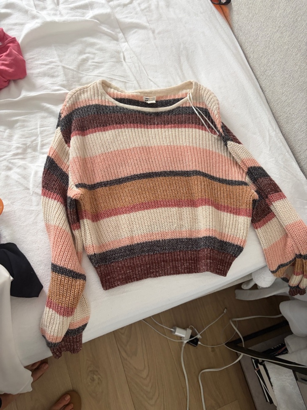 Billabong Striped Pink/Cream Sweater